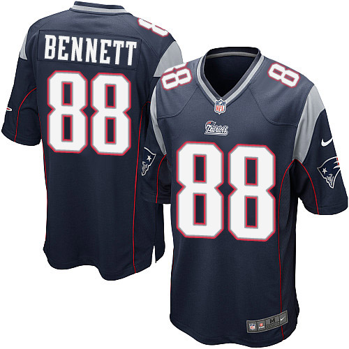 Men's Game Martellus Bennett Nike Jersey Navy Blue Home - #88 NFL New England Patriots